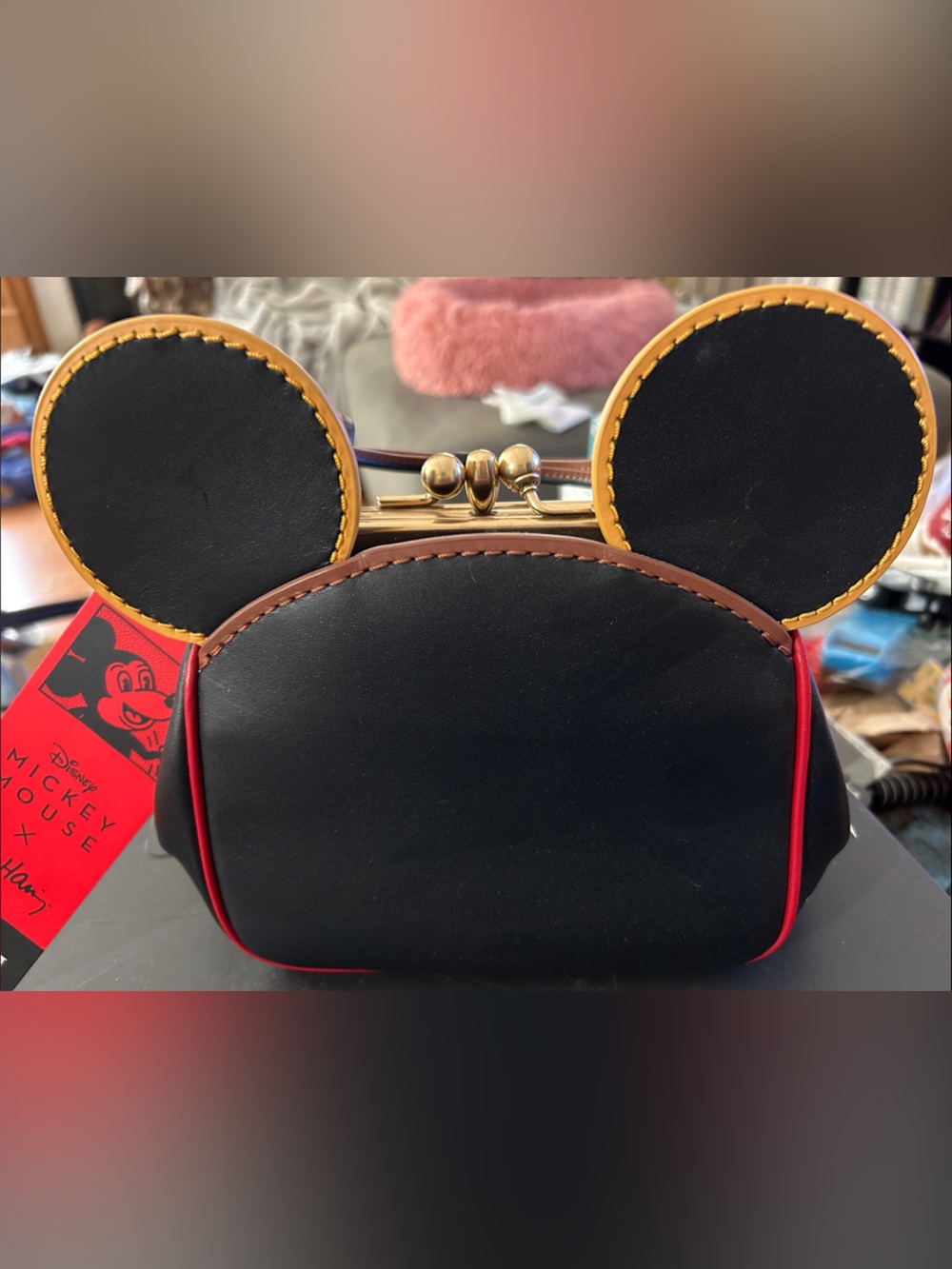 Disney Black Mickey Ear Kiss-Lock with Red and Gold Accents Keith Haring